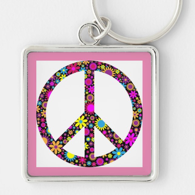 CHAVEIRO SINAL DE PAZ FLORAL DE GROOVY (Frente)