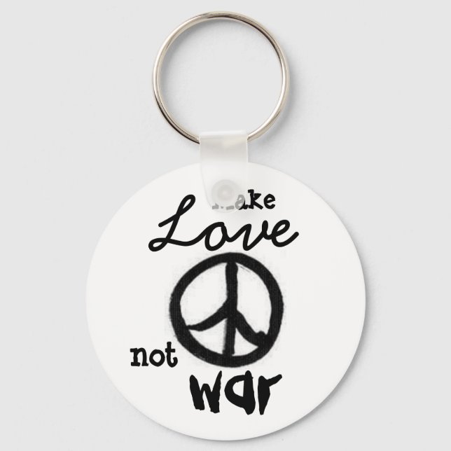 Chaveiro sinal de paz, Make, Love, não, guerra - Personaliz (Frente)