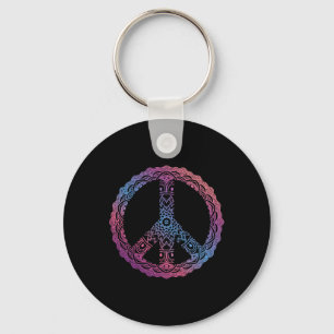 Chaveiro Sinal de Paz Mandala Ornate Boho Yoga Roxo Retro H