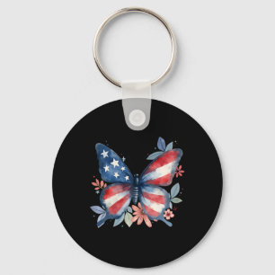 Chaveiro Sinal de Paz Patriótico Borboleta 4 de Julho Bande