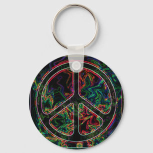 Chaveiro sinal de paz psicadélico