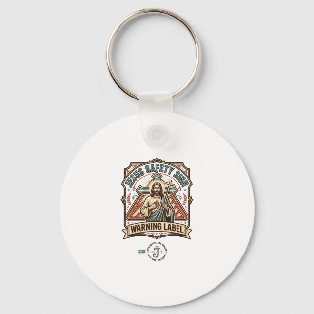 Chaveiro Sinal de Segurança Jesus Etiqueta de Aviso Sinal d (Frente)