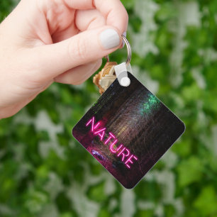 Chaveiro Sinal magenta da natureza neon-magenta da floresta