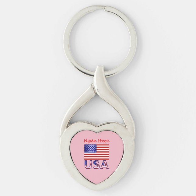 Chaveiro Sinalizador Americano Red Personalised Heart (Frente)