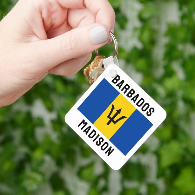 Chaveiro Sinalizador de Barbados de Nome Personalizado (Mão)
