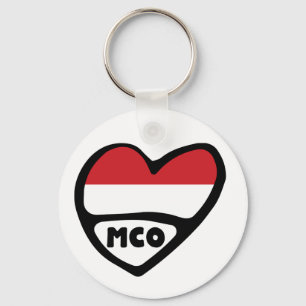 Chaveiro Sinalizador de Código do País Mônaco Heart Keyring