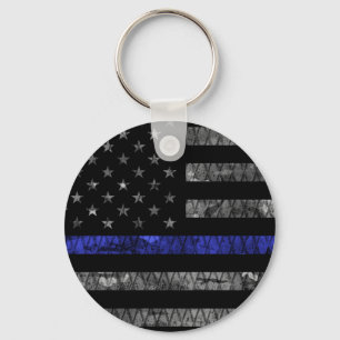 Chaveiro Sinalizador de Linha Azul Fino da Polícia