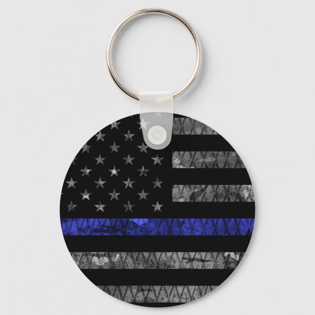 Chaveiro Sinalizador de Linha Azul Fino da Polícia (Frente)