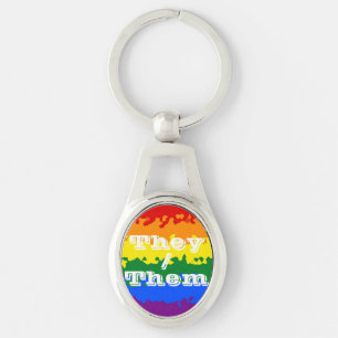 Chaveiro Sinalizador de Orgulho gay de Pronoun Personalizáv