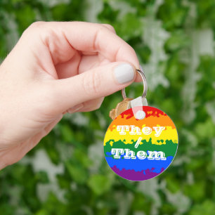 Chaveiro Sinalizador de Orgulho gay de Pronoun Personalizáv