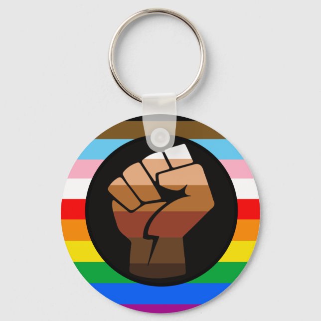 Chaveiro Sinalizador de Orgulho POC de Progresso LGBTQ+ (Frente)