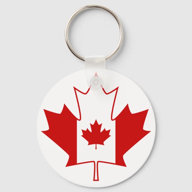 Chaveiro Sinalizador do Canadá na Folha de Maple - Branco (Frente)