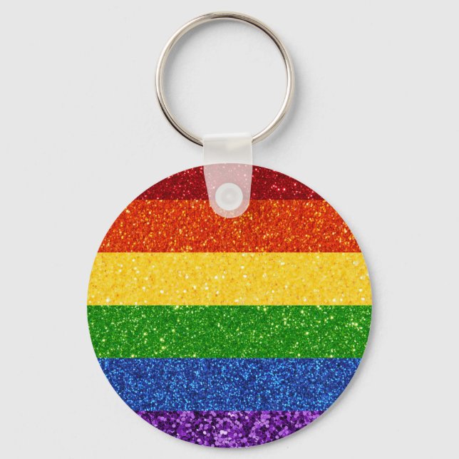Chaveiro Sinalizador do Orgulho Arco-Íris LGBT Glitter (Frente)