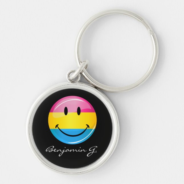 Chaveiro Sinalizador do Orgulho Pansexual Sorridente (Frente)