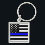 Chaveiro Sinalizador fino de linha azul (Estados Unidos)<br><div class="desc">"Linha azul fina" é um termo que normalmente se refere ao conceito de polícia como a linha que impede a sociedade de cair no caos violento[1]. O "azul" em "linha azul fina" refere-se à cor azul dos uniformes de muitos departamentos de polícia. Esta é a bandeira fina azul na bandeira...</div>