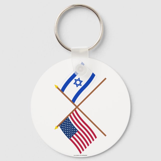 Chaveiro Sinalizadores cruzados entre os EUA e Israel (Frente)