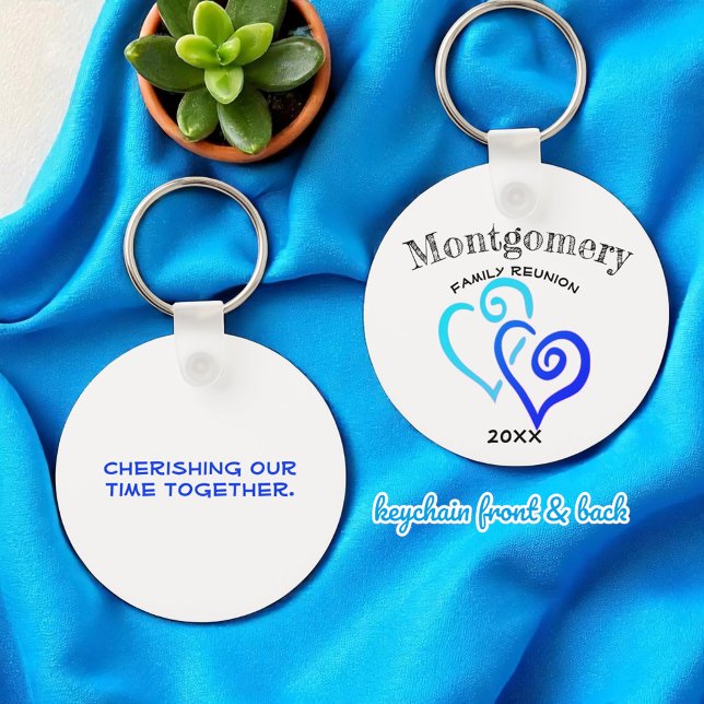 Chaveiro Sindicato da Família Personalizada Coração Azul Li (template keychain front and back)