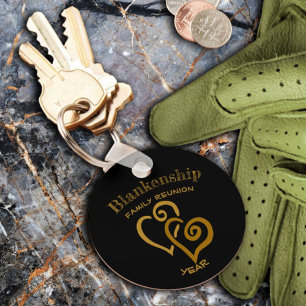 Chaveiro Sindicato da Família Personalizada Corações Dourad