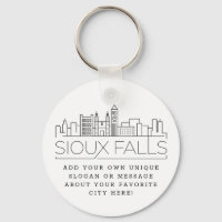 Sioux Falls Estilizado Skyline | Slogan Personaliz