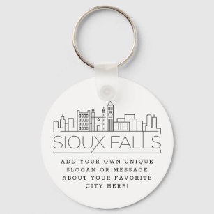 Chaveiro Sioux Falls Estilizado Skyline   Slogan Personaliz
