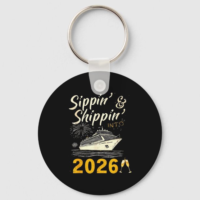 Chaveiro Sipn’ &amp; Shipn’ Into 2026 Cruise Party, Happy N (Frente)