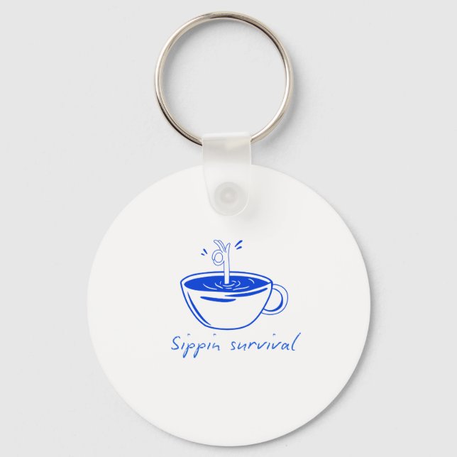 Chaveiro Sippin Survival" Minimalist Coffee Graphic Tee  (Frente)