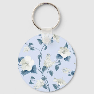 Chaveiro Siringa, flores de hibisco, padrão de tecido.