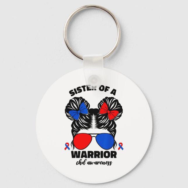 Chaveiro Sister Of A Warrior Chd Congenital Heart Defect Aw (Frente)