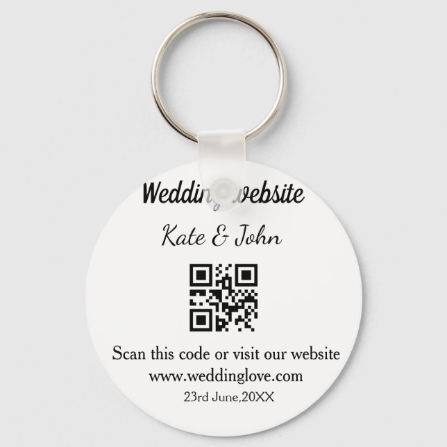 Chaveiro site de casamento simples minimal QR code adicione (Frente)