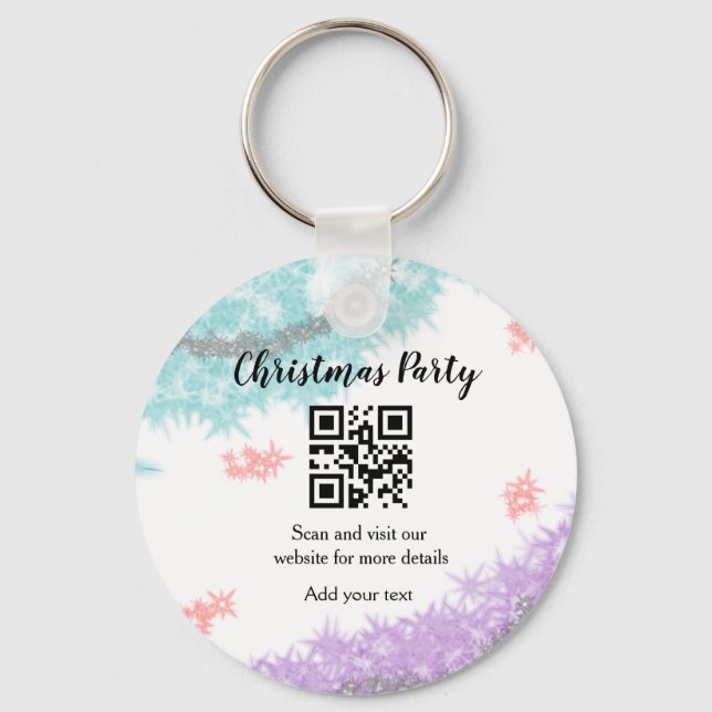 Chaveiro site de festa de natal simples código de barras QR (Frente)