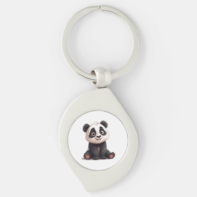 Chaveiro Sitting Panda Bear Cartoon Illustration Artwork (Frente)