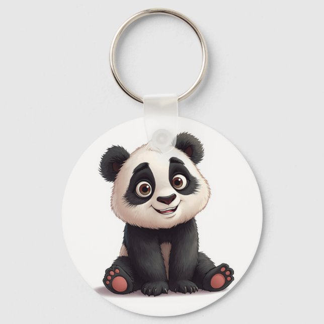 Chaveiro Sitting Panda Bear Cartoon Illustration Artwork (Frente)