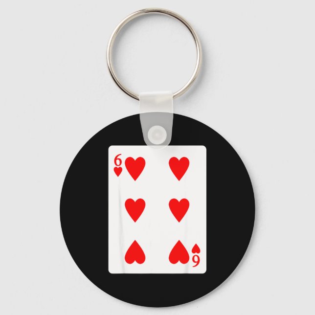 Chaveiro Six Of Hearts Playing Card Valentine Costume  (Frente)