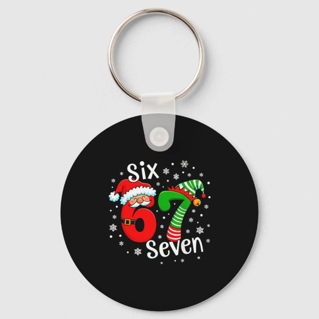 Chaveiro Six Seven 67 Meme 6 7 Elf Santa Christmas  (Frente)