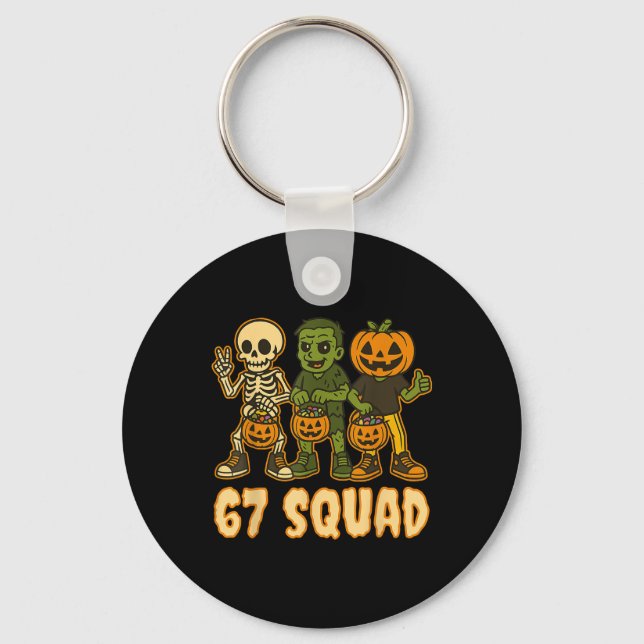 Chaveiro Six Seven 67 Squad Skeleton Pumpkin Halloween Boys (Frente)