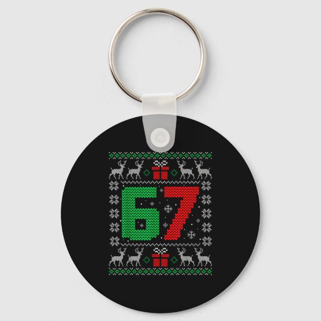 Chaveiro Six Seven 6 7 Meme Gen Alpha Slang Ugly Christmas  (Frente)