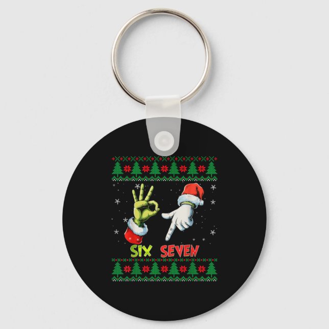 Chaveiro Six Seven Skeleton Meme Christmas Ugly Sweater 67  (Frente)