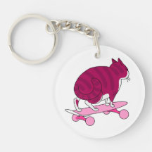 Skate Rosa Gato Engraçado e Texto de Tchau