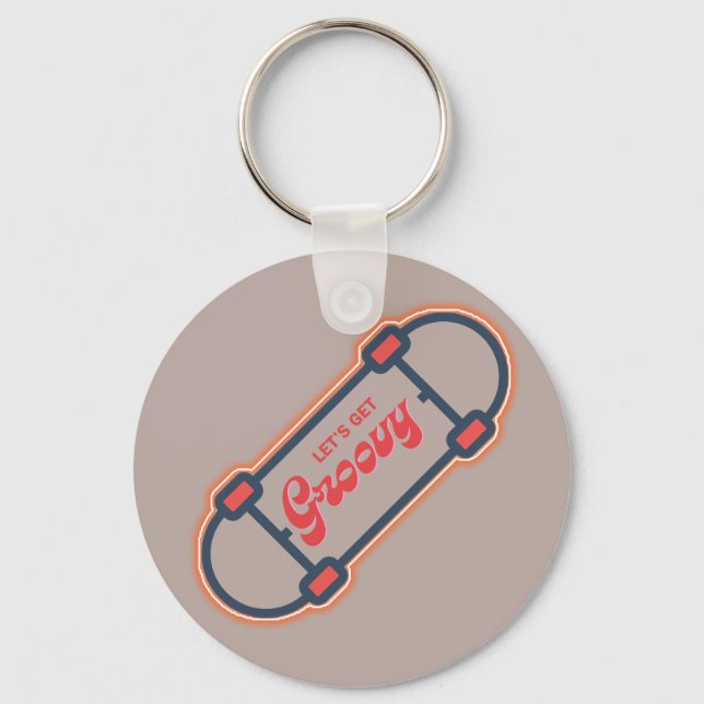 Chaveiro Skateboarder brilhante...vamos comer (Frente)