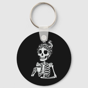 Chaveiro Skeleton Bebendo Café Dia de as Bruxas engraçado S