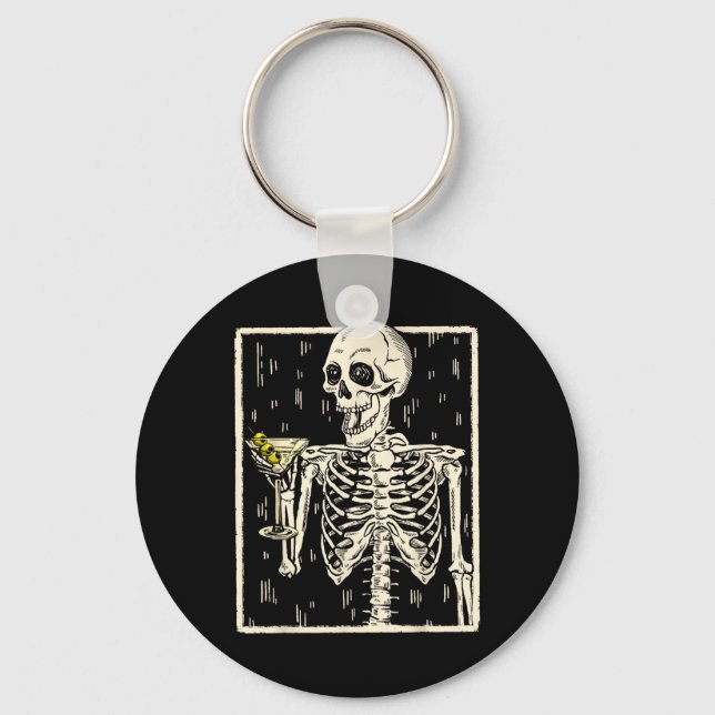 Chaveiro Skeleton Bebendo Martini Tail Retro Halloween Cos (Frente)