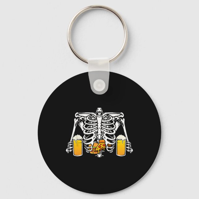 Chaveiro Skeleton Beer Lover Hamburger Pizza Xray Halloween (Frente)