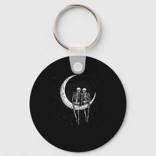 Chaveiro Skeleton Casal On Moon Dia de as Bruxas engraçado 