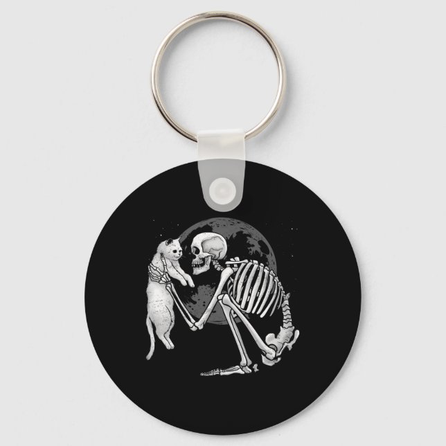 Chaveiro Skeleton Cat Gatinho Skull Ghost Halloween Men (Frente)