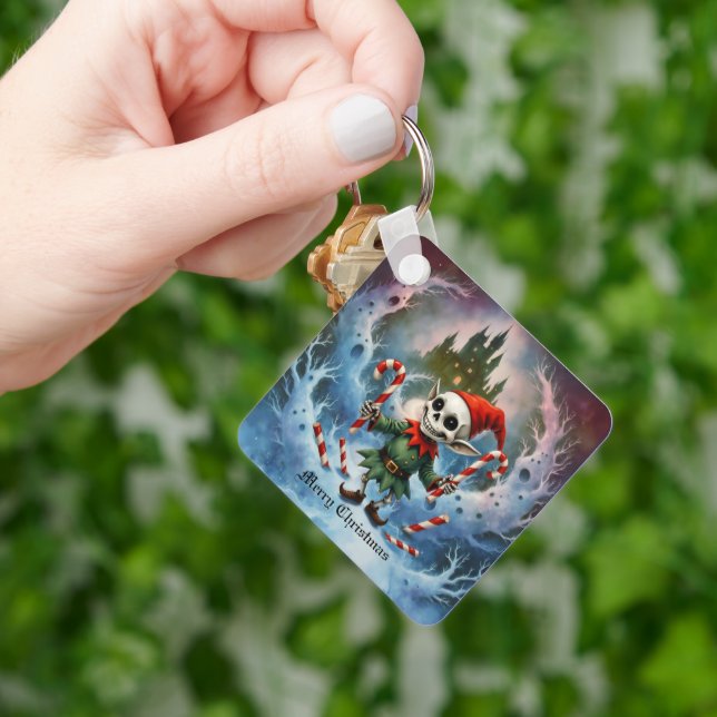 Chaveiro Skeleton Christmas Elf – Creepy Cute Dark Holiday  (Mão)