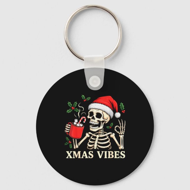 Chaveiro Skeleton Christmas Merry Christmas Skull Santa Xma (Frente)