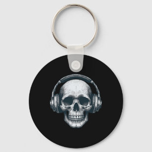 Chaveiro Skeleton Dj Fones de ouvido Spooky Skull Musical H