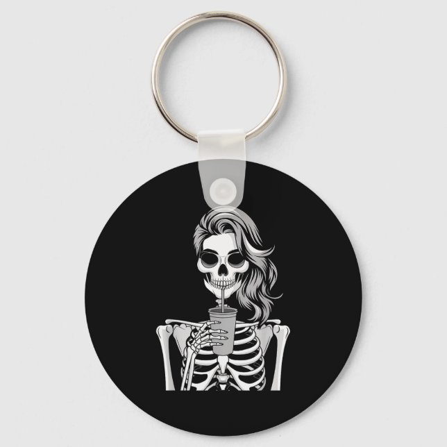 Chaveiro Skeleton Drinking Beverage Monochrome Gothic Hallo (Frente)