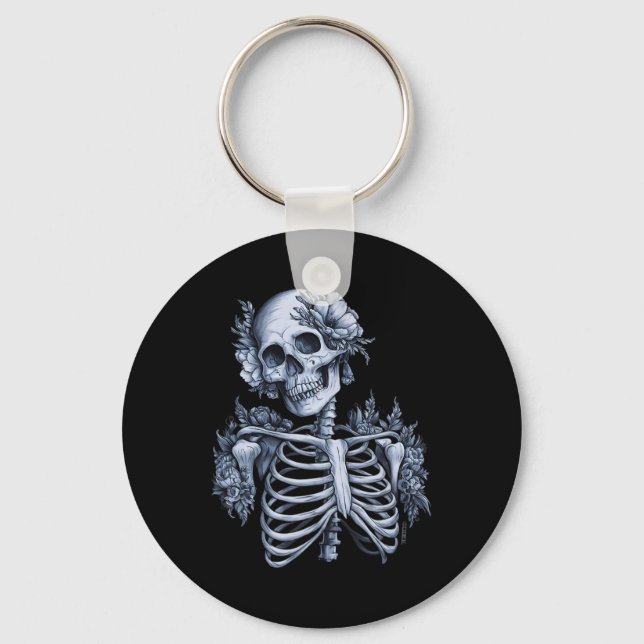 Chaveiro Skeleton Floral Skull Halloween Occult Wome (Frente)