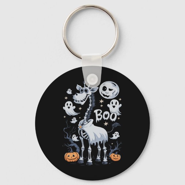 Chaveiro Skeleton Giraffe Em Fantasmas No Halloween (Frente)